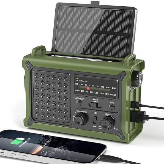 Solar Radio Emergency Hand Crank 12000mAh Flashlight