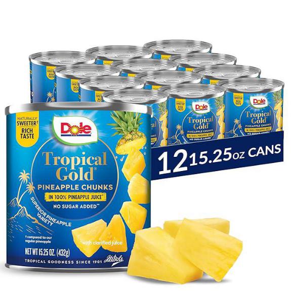 Dole Tropical Gold Pineapple Chunks 12 Pack