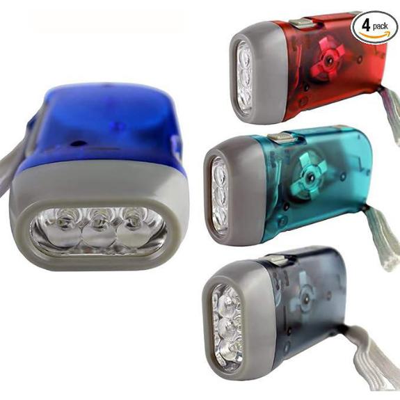 Guyuyii 4-Pack Hand Crank Flashlight with LED Light