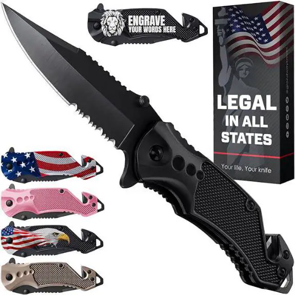 GOOD WORKER Legal Pocket Knife with Serrated Blade