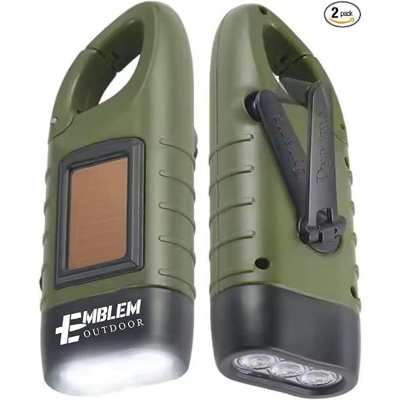 Emblem OD Solar Hand Crank Flashlight (2-Pack)