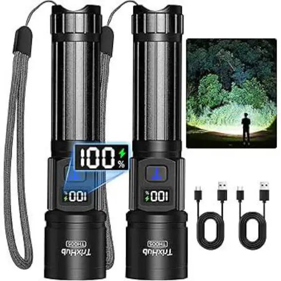 Rechargeable Flashlights 2 Pack Super Bright LED