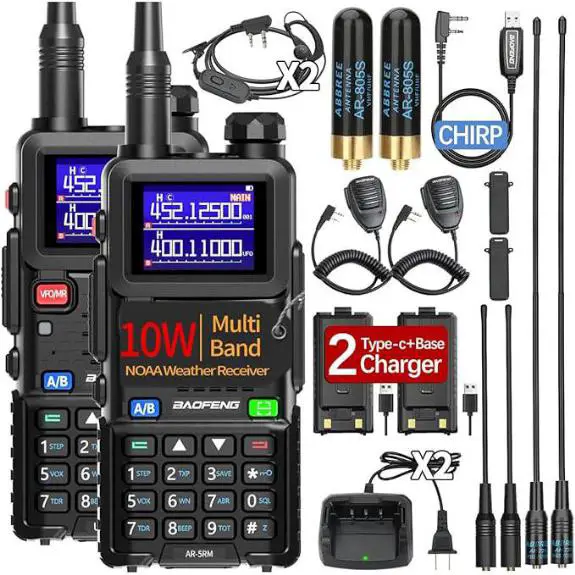 Baofeng AR-5RM 10W Walkie Talkies 2-Pack with Programming Cable